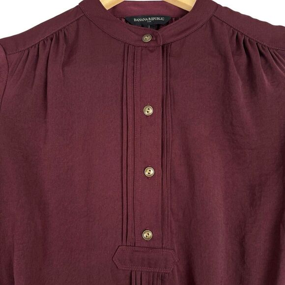 Banana Republic Women Shirt Dress Burgundy Sz 0 Long Sleeve Belted Preppy Office - Picture 5 of 15